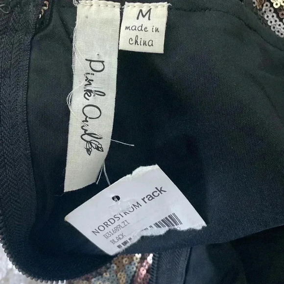 NWT Pink Owl Sequin Camo Plunge Neckline Stretchy Cocktail Dress Medium - Picture 7 of 10